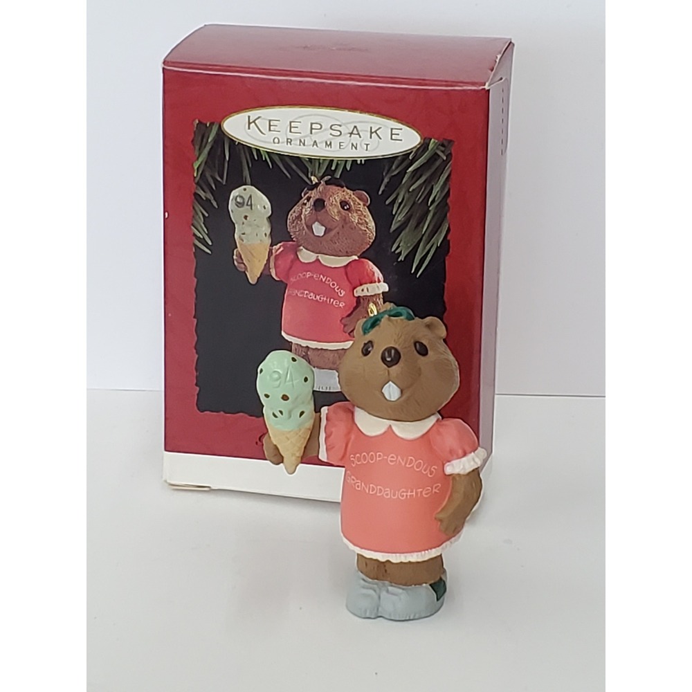 1994 Hallmark Keepsake Ornament Scoop-endous Granddaughter Beaver Ice Cream